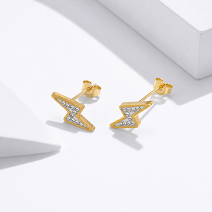 Pendientes de Oro de 14K con Circonita y Baño al Vacío, Pendientes de Acero Inoxidable con Circonita Transparente, 12 mm - Product Image 1