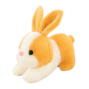 Petit lapin en peluche super doux, blanc, design couché mangeant de l'herbe, 25 cm, rembourré en coton PP, cadeau événementiel - Product Image 1