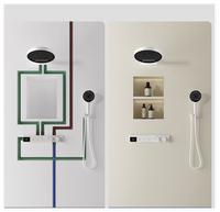 Système de douche encastré moderne noir WEIHAO à 2 fonctions, douche pluie et douchette à main à 3 modes