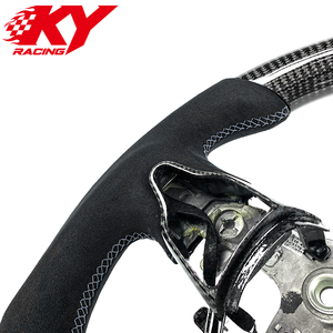 Volante deportivo de carreras personalizado en fibra de carbono y cuero negro, adecuado para Hyundai Elantra N, I30N, I20N N - Product Image 2