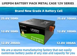 Stock de VR solaire 12v 20ah 50ah 100ah 150ah 200ah 300ah Lifepo4 Batterie de stockage d'énergie au lithium-fer