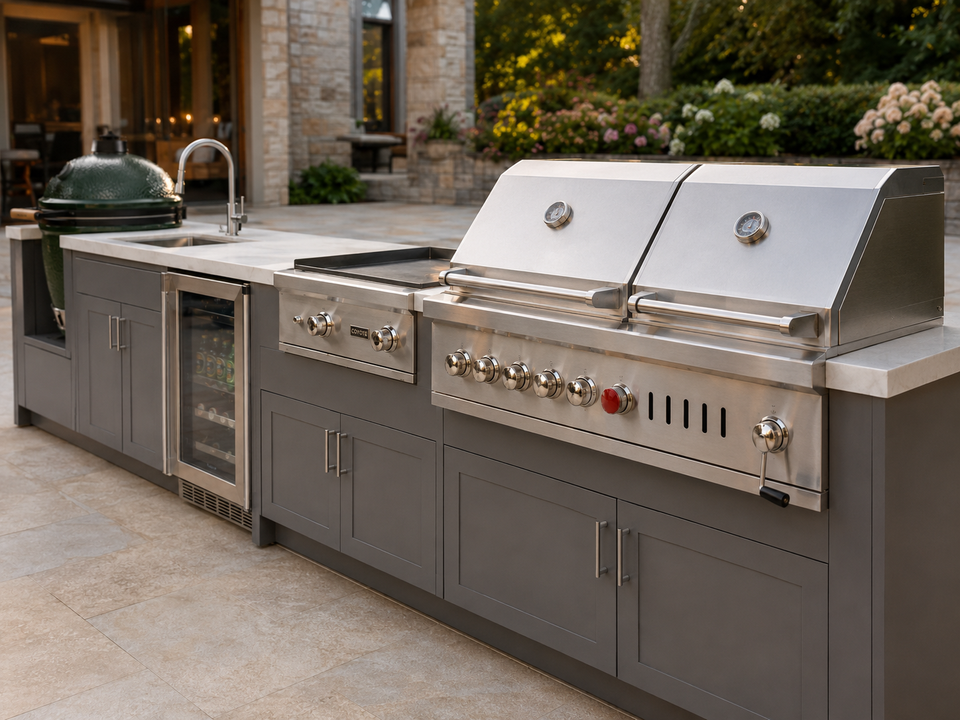 Luxury Backyard Outdoor Kitchen BBQ Island Set with Built-in Gas Grill ...