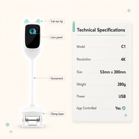 Caméra de surveillance pour bébé intelligente 4K WiFi, vision nocturne, alerte de pleurs, audio bidirectionnel, contrôle par application, alimentation USB