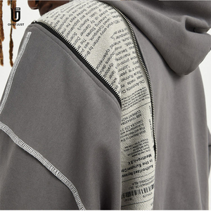 Personalizado cremallera diseñador Oversize gris 100% Terry francés cordón pulóver Hip Hop hombres sudaderas con capucha <span class=keywords><strong>sin</strong></span> costilla - Product Image 4
