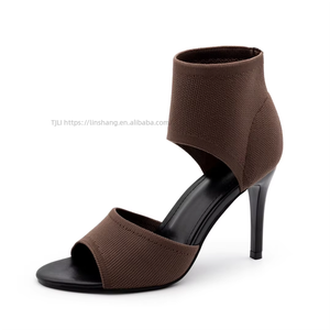New Mid Heeled Women's <b>Shoes</b> Toe Sexy Comfortable and Super High Heels Slimming Fly Woven Slim Heel Fish Mouth Sandals - Product Image 2