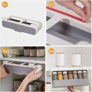 Kitchen Slide Out Spice Cabinet Rack Tray Seasoning and Spices <b>Shelf</b> Organizer for Cabinets Herbs Spice Storage Box - Product Image 6