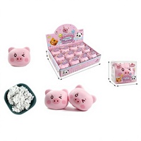 Jouet anti-stress à presser en forme de tête de cochon mignon et adorable, bloc de construction DIY, balle souple en caoutchouc faite à la main sur le thème des animaux, pour 14 ans et plus