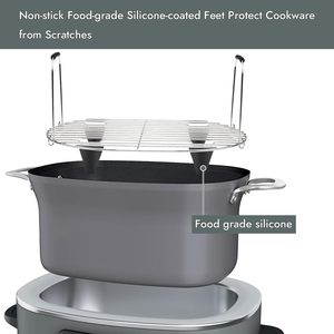 Support de cuisson ovale en acier inoxydable pour cuisson vapeur et rôtissage, 8,5 Qt, compatible avec NJ MC1000 MC1001, avec pieds et poignées en silicone antidérapants - Product Image 3