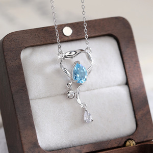 Collier tendance Goutte d'eau Améthyste Larme de Sirène, Pierre naturelle taille poire 6*8mm, en Argent sterling 925, Bijou inaltérable - Product Image 5