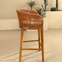 Chaise de bar haute d'extérieur en rotin avec coussin pour patio et bar à domicile