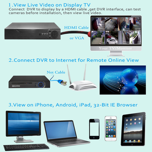 Système <span class=keywords><strong>de</strong></span> caméra <span class=keywords><strong>de</strong></span> <span class=keywords><strong>surveillance</strong></span> CCTV 8 canaux 2MP IR étanche AHD avec écran ou application mobile, support mural, fonctionnement 24h/24, sécurité domestique et commerciale - Product Image 3
