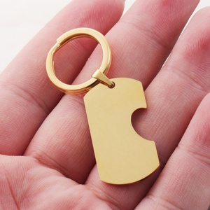 Couples Gift Half <b>Heart</b> Pendant Blank Keychain Name Engraved 18K Gold Stainless Steel Pendants Keychain - Product Image 4