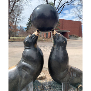 Sculpture moderne d'extérieur-Statue décorative en forme d'animal marin-Bronze-Deux dauphins-Décoration <span class=keywords><strong>de</strong></span> jardin - Product Image 1