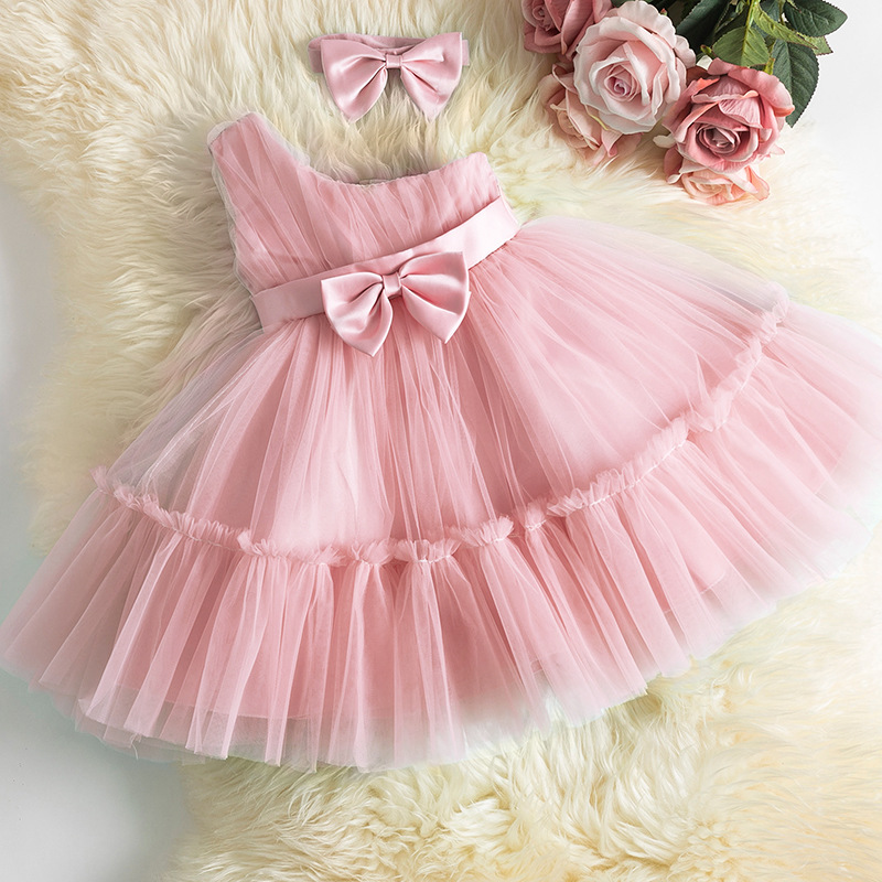 Nieuwe Unieke Ontwerp Pasgeboren Prinses Tutu Peuter Meisjes Jurken Baby Eerste 1st Jaar Verjaardag Baby Stiksels Mesh Party Dress