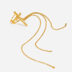 <span class=keywords><strong>Bijoux</strong></span> en <span class=keywords><strong>acier</strong></span> <span class=keywords><strong>inoxydable</strong></span> tendance, plaqué or 18 carats, étanche, anti-ternissement, pavé de cristaux, chaîne de croix Épée de la Foi, pendentif à pampilles, manchette d'oreille - Product Image 1