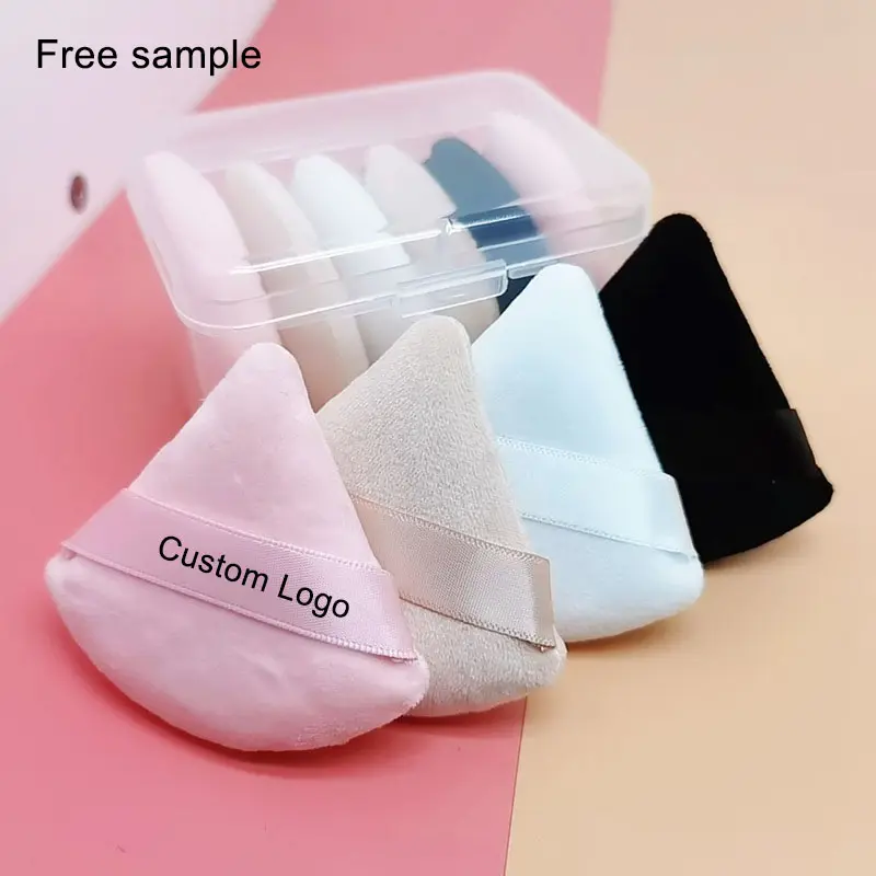 SAIYII Top Seller Triangle Powder Puff Makeup Sponge Soft Velour Cosmetic Puff Black Velvet Loose Powder Puffs For Face