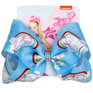 Venta al por mayor de fábrica BSCI: Pasadores de metal con lazo de unicornio de 8 pulgadas, lazos para el pelo estilo <span class=keywords><strong>JOJO</strong></span> Siwa, en caja ecológica. - Product Image 1