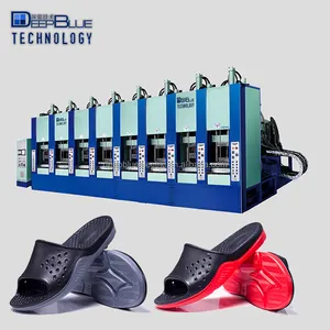 Automatic EVA Injection Moulding Machine Double Color Two Injector Six Station Servo Motor Shoe Making Machine