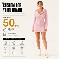 Robe pull à col en V et manches longues en tricot torsadé pour femme, personnalisable en gros (ODM), vêtements de créateur pour femme