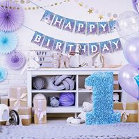 Pancarta de Cumpleaños con Diseño de Copos de Nieve, Decoración para Fiestas de Invierno, Navidad y Cumpleaños