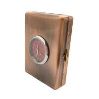 Étui à cigarettes personnalisé en métal doré avec horloge intégrée, porte-cigarettes carré de poche, cadeau promotionnel