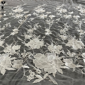 Thời trang hoa 3D dày Net thêu ren vải thiết kế cho Bridal Dress - Product Image 1