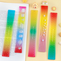 Règle en acrylique NASNAK, colorée, multifonctionnelle, transparente, à motifs de dessins animés, échelle de bonbons, vague arc-en-ciel, logo personnalisable