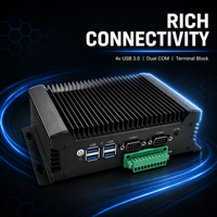 Computadora Industrial Integrada Sin Ventilador YCT, 4 Puertos USB 3.0, 2 Puertos COM RS232, GPIO, WiFi para Automatización de Visión Artificial SCADA