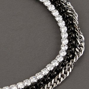 Pulseras de tenis cuadradas con dijes en capas, accesorios de joyería de acero inoxidable con baño de oro negro - Product Image 3