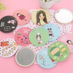 Happy Smile Mini Round <b>Makeup</b> <b>Mirror</b> Portable Cute Cartoon Design For Students And Girls - Product Image 3