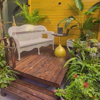 Terrasse de jardin extérieure en bois massif carbonisé, planches imperméables et anticorrosion pour terrasses de loisirs