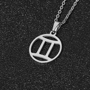 Collier en acier inoxydable plaqué or creux avec 12 signes du zodiaque, symbole minimaliste du horoscope, bijoux pour femmes, cadeau - Product Image 5