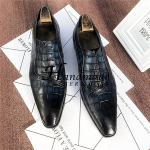 Zapatos de vestir formales para hombre con diseño de piel de cocodrilo, punta en pico, con cordones, estilo Oxford británico, zapatos de negocios para jóvenes. - Product Image 2