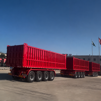 Semi-remorque benne arrière en acier en forme de U à quatre essieux, capacité 50 tonnes, prix direct usine, pour le transport