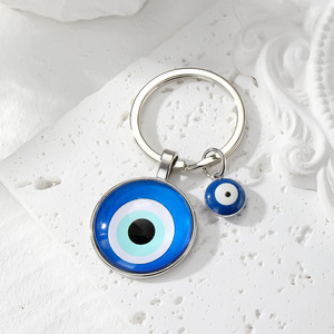 Factory Glass Turkiye Evil Eye Amulet Metal Key Chain Ring Protective Talisman Keyring Turkish Turkey Blue Eye Pendant Keychain
