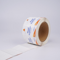 Étiquettes autocollantes en vinyle blanc imperméable pour bouteilles de désinfectant pour les mains avec logo personnalisé, en rouleau, pour emballage