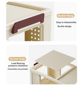 עגלת ארגונית למטבח מסוג עומד, מתקפלת, PP, חמש קומות, בצבע קרם לבן אפור, קופסאות אחסון, מגירות, מתלה מתקפל, 51x25x120 ס\"מ - Product Image 4