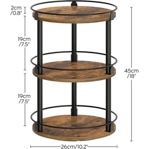 Wooden And Iron Combination <b>Desktop</b> <b>Shelf</b> 3 Tier Rotating Storage Rack For Kitchen Bathroom Spice Organizer - Product Image 1