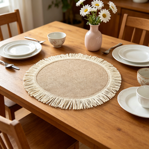 Manteles Individuales de Yute Aislantes del Calor, con Borde de Fibra de Papel, Elegantes Manteles para Mesa de Restaurante, para Comida Caliente - Product Image 3