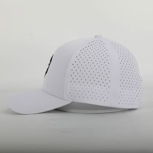 Gorra Deportiva Blanca de 6 Paneles Personalizada con Perforaciones Láser, Gorra de Béisbol Bordada Impermeable para Hombre - Product Image 3
