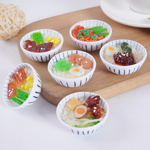 Colgante de comida china en miniatura, tazón de arroz con pierna de pollo falsa, juguete de comida en miniatura, adorno realista de llavero con forma de comida, 4 cm de diámetro - Product Image 1