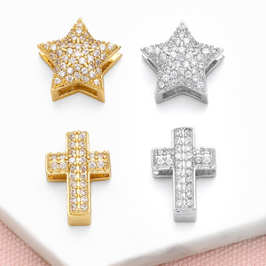 ASJEWELRY 트렌디 CZ 크리스탈 작은 별 십자가 참 장식 팔찌용 구리 금도금 십자가 장신구 제작 재료 Chma260 - Product Image 1