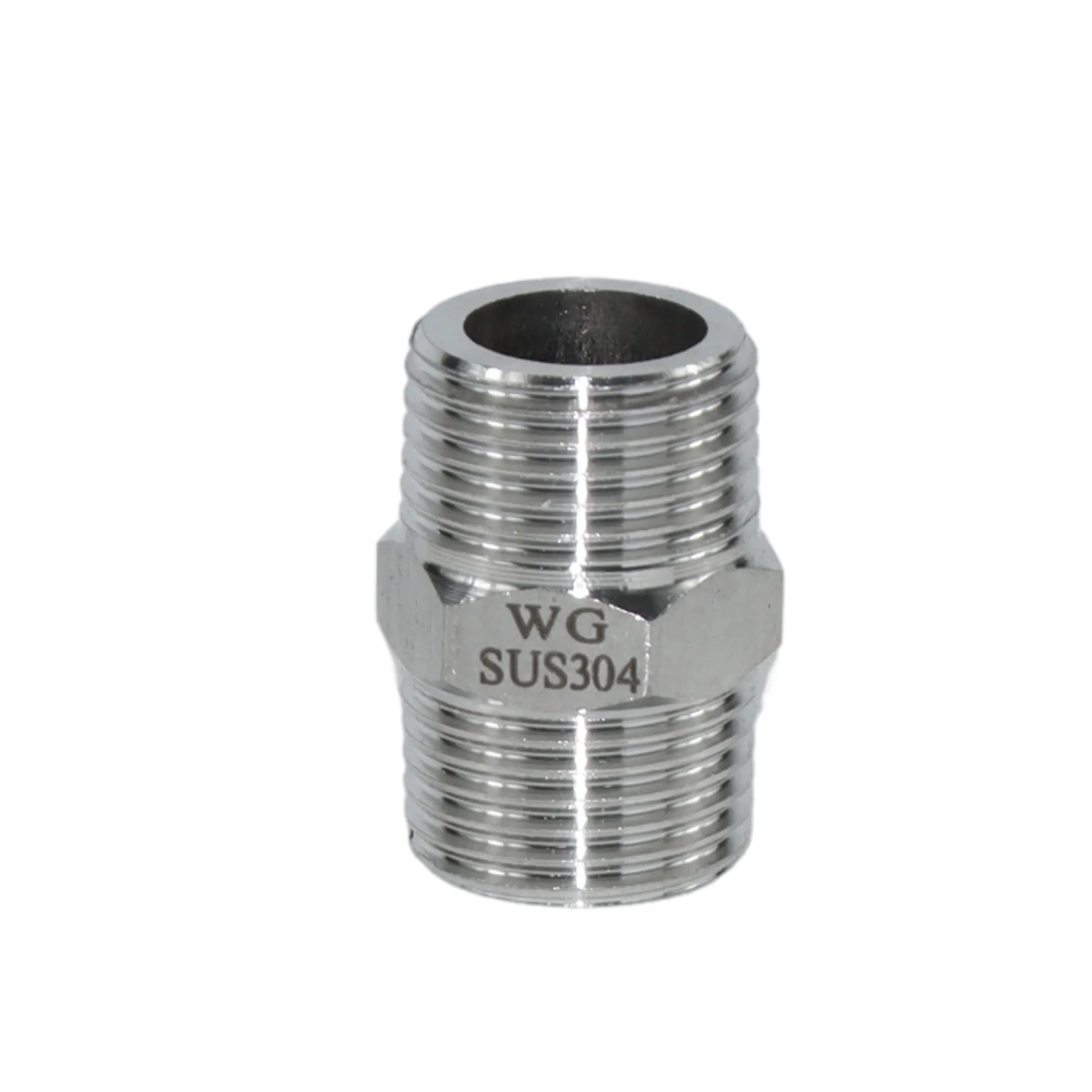 DKV 304 Stainless Steel Hex Nipple NPT Male PipeThreaded Pipe Fitting SUS304 1/2" Stainless Steel Hex Nipple