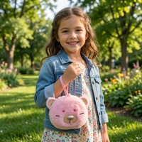 Porte-monnaie en peluche ours rose Kawaii, pochette mignonne et moelleuse en forme de visage d'ours avec dragonne, porte-clés en peluche doux, breloque de sac, cadeau personnalisé