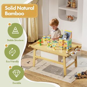 Cảm giác bảng cho trẻ mới biết đi, Tre hoạt động bảng với lưu trữ, trượt Bảng điều chỉnh chơi bảng 5 trong 1 lưu trữ bảng cho đồ chơi - Product Image 4