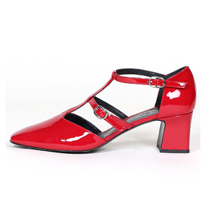 <span class=keywords><strong>Talon</strong></span> moyen En Cuir Verni Rouge Rétro T-strap Mary Jane Lolita Chaussures Femmes Pompes Habillées - Product Image 2