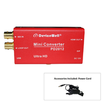 Convertisseur vidéo mini SDI 12G HD/3G/6G/12G-SDI avec sortie en boucle et sortie HDMI, appareil de poche DeviceWell PD2012, convertisseurs de signal avec alimentation