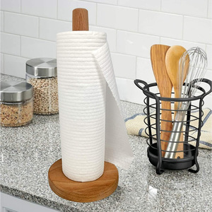 Outils d'organisation de cuisine Porte-rouleau vertical en bois Porte-serviettes en papier de cuisine écologique - Product Image 6