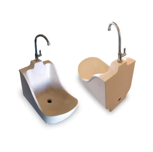 Muslim Wudu Oval Stone Terrazzo Pedestal Sink-Modern Design Easy Clean Foot Washing Basin for Prayer Preparation - Product Image 4