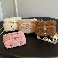 Sac à main en peluche ours mignon, style dessin animé, mode hiver, sac à bandoulière portable pour femme, petit sac quotidien